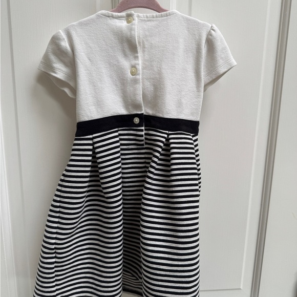Gymboree 3T Girls Black & White Stripe Dress with Puff Cap Short Sleeves - Picture 8 of 8
